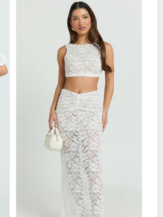 Showpo. Dresses & Skirts - Showpo White Lace Maxi Skirt